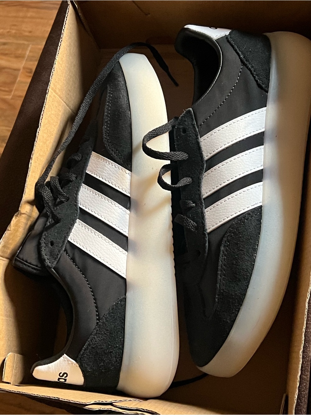 adidas Black Sneakers with White Stripes